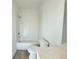 Bright bathroom featuring white subway tile shower and modern fixtures at 518 Healy Dr # 68, Cumming, GA 30040