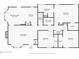 First floor layout featuring a living room with fireplace, kitchen, and three bedrooms at 6389 Grafton Dr, Austell, GA 30168