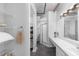 Modern bathroom with shower, vanity, and ample storage at 800 Peachtree St # 1112, Atlanta, GA 30308