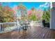 Deck overlooking backyard and pool with small table and chairs at 6204 Woodlore Nw Dr, Acworth, GA 30101