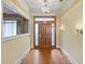 Elegant entryway with hardwood floors and stained glass door at 325 Yellowroot Ln, Sandy Springs, GA 30350