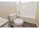 Clean bathroom with granite vanity and tub/shower combo at 444 Kara Ln, Mcdonough, GA 30253