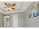 Spacious bedroom with ceiling fan and neutral decor at 575 Maple Crest Dr, Lawrenceville, GA 30044