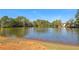 Calm lake surrounded by lush trees at 575 Maple Crest Dr, Lawrenceville, GA 30044