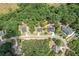 Aerial view of homes in a leafy neighborhood; a peaceful streetscape, and lush landscaping surrounds the properties at 321 Evie Ln, Canton, GA 30115