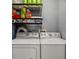 Laundry room with side by side washer and dryer, storage shelf with laundry supplies on top at 1058 Piedmont Ne Ave # 302, Atlanta, GA 30309