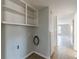 Laundry area with shelving and hookups for washer and dryer at 143 Longview Rd, Fayetteville, GA 30214