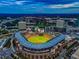 Aerial view of Truist Park and The Battery Atlanta, with a vibrant cityscape in the background at 1120 Starline Se Dr, Smyrna, GA 30080