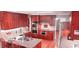 This kitchen features a kitchen island and wooden cabinets with granite countertops at 1030 Lake Haynes Ne Dr, Conyers, GA 30012