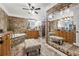 Large bathroom with double vanity, soaking tub, and walk-in shower at 7108 Roselake Cir, Douglasville, GA 30134