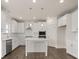 Modern kitchen with white cabinets, center island and stainless steel appliances at 7174 Linden Dr, South Fulton, GA 30349