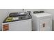 Modern laundry room featuring a side-by-side white washer and dryer with visible energy-saving labels at 2026 Avalon Rdg, Conyers, GA 30013