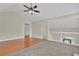 Spacious living room with hardwood and carpet flooring, vaulted ceiling, and loft overlook at 3018 Crest Ridge Sw Cir, Marietta, GA 30060