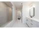 Bathroom with walk-in shower, toilet and white vanity at 488 Broom Dr, Cumming, GA 30040