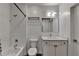 Clean bathroom with white subway tile, modern vanity, and tub/shower combo at 260 18Th Nw St # 10203, Atlanta, GA 30363