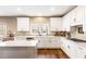 Modern kitchen with white cabinets, marble countertops, and stainless steel appliances at 9706 Spyglass Dr, Villa Rica, GA 30180