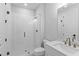 Modern bathroom with white subway tile and a glass shower enclosure at 515 Pearl St, Cumming, GA 30040