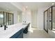 Modern bathroom with double vanity and walk-in shower at 5435 Crestline View Rd, Cumming, GA 30028