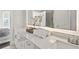 Modern bathroom with double vanity, quartz countertop and illuminated mirror at 456 Parkway Ne Dr # 12, Atlanta, GA 30308