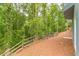 Landscaped backyard with wooden fence and wooded area at 9635 Haverhill Ln, Johns Creek, GA 30022