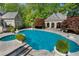 Stunning in-ground pool and pool house surrounded by lush landscaping creating a private outdoor oasis at 3685 Paces Ferry Nw Rd, Atlanta, GA 30327