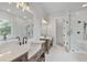 Spa-like bathroom with double vanity and large shower at 113 Creekview Ln, Canton, GA 30115