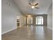 Spacious living room with vaulted ceilings, hardwood floors, and a ceiling fan at 2065 Arbor Forest Sw Dr, Marietta, GA 30064