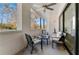 Relaxing patio with brick flooring, seating area, and ceiling fan at 1494 Red Fox Ne Dr # D, Atlanta, GA 30306