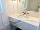 Modern bathroom with floating vanity and quartz countertop at 135 Cedarwood Ln, Roswell, GA 30075