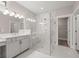 Elegant bathroom with double vanity, large shower, and separate closet at 320 Sobeck Way, Canton, GA 30115