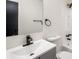 Bathroom with single vanity and bathtub shower combo at 5541 Downs Way, Lithonia, GA 30058