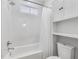 Clean bathroom with white subway tile and shower/tub combo at 1393 Lanier Ne Pl, Atlanta, GA 30306