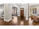 Bright and spacious entryway with hardwood floors and views to dining room at 5905 Kayron Dr, Atlanta, GA 30328