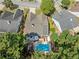 Aerial view showcasing home, pool, and surrounding neighborhood at 436 Suwanee East Dr, Lawrenceville, GA 30043