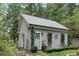 Gray guest house with light blue door and landscaping at 9032 Selborne Ln, Chattahoochee Hills, GA 30268