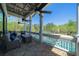 Covered porch overlooking pool, tennis courts, and playground at 414 Riverwood Dr, Dallas, GA 30157