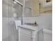 Elegant bathroom with marble vanity and subway tile at 51 Peachtree Memorial Nw Dr # 4, Atlanta, GA 30309