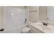 Clean bathroom with a shower/tub combo and updated vanity at 1504 Everson Walk, Hampton, GA 30228