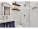 Updated bathroom with subway tile shower and modern vanity at 3839 Redbud Se Ct, Smyrna, GA 30082