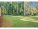 Spacious backyard with lush green lawn and mature trees at 427 Jon Scott Dr, Alpharetta, GA 30009