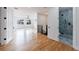 Hardwood floor hallway with bedroom and bathroom access at 2571 Sharondale Ne Dr, Atlanta, GA 30305