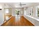 Bright living area with hardwood floors and access to sunroom at 4750 Rebel Trl, Atlanta, GA 30327