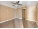 Spacious bedroom with ceiling fan and vinyl flooring at 4925 Erin Rd, Atlanta, GA 30331