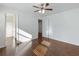 Bright bedroom with hardwood floors and ceiling fan at 4925 Erin Rd, Atlanta, GA 30331