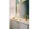 Modern powder room with glass sink and gold fixtures at 4225 Maner Se St, Smyrna, GA 30080