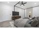Nicely decorated main bedroom featuring a ceiling fan, modern furnishings and hardwood floors at 639 Ozburn, Atlanta, GA 30318