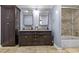 Bathroom with a double vanity, granite countertop and large shower at 105 Jefferson Ne Cir, Atlanta, GA 30328