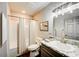 Bathroom features granite vanity, updated fixtures and shower/tub combo at 3102 Fairington Village Dr, Lithonia, GA 30038