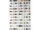 Close-up of a wine wall featuring an array of wine bottles mounted on a white brick wall at 923 Little Darby Ln, Suwanee, GA 30024