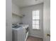 Bright laundry room, features washer, dryer, and built-in shelving at 826 Shore Drive, Lithonia, GA 30058